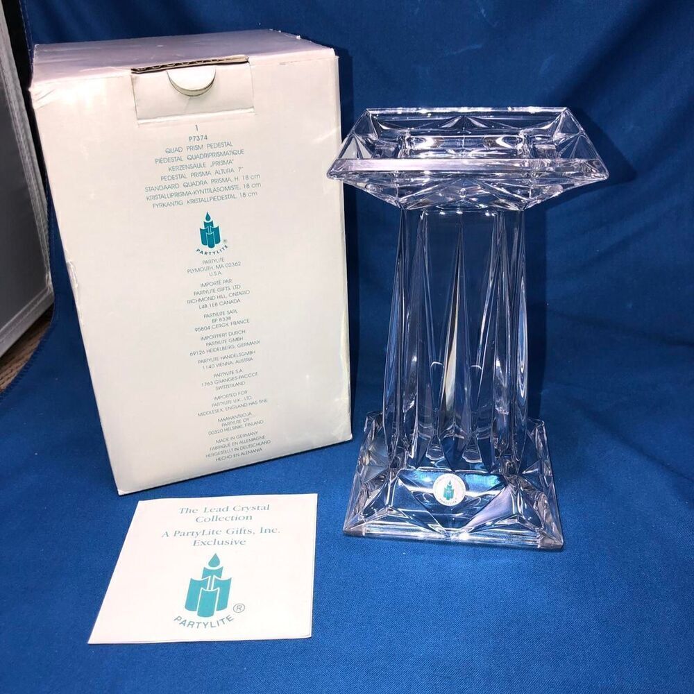 partylite quad prism pedestal crystal